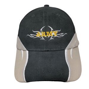 Army Strapback Hat Black OSFA Embroidered Vent Holes Colorblock HG